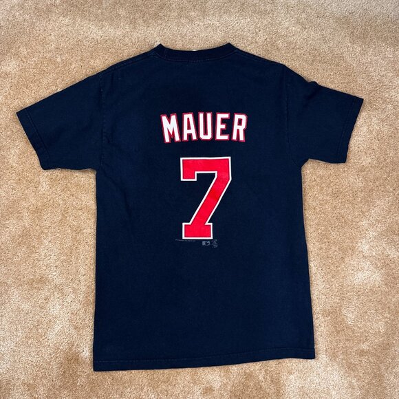 Minnesota Twins T-Shirt Mens Medium Navy Blue MLB Baseball Joe Mauer 7 Lee Sport - Picture 4 of 7